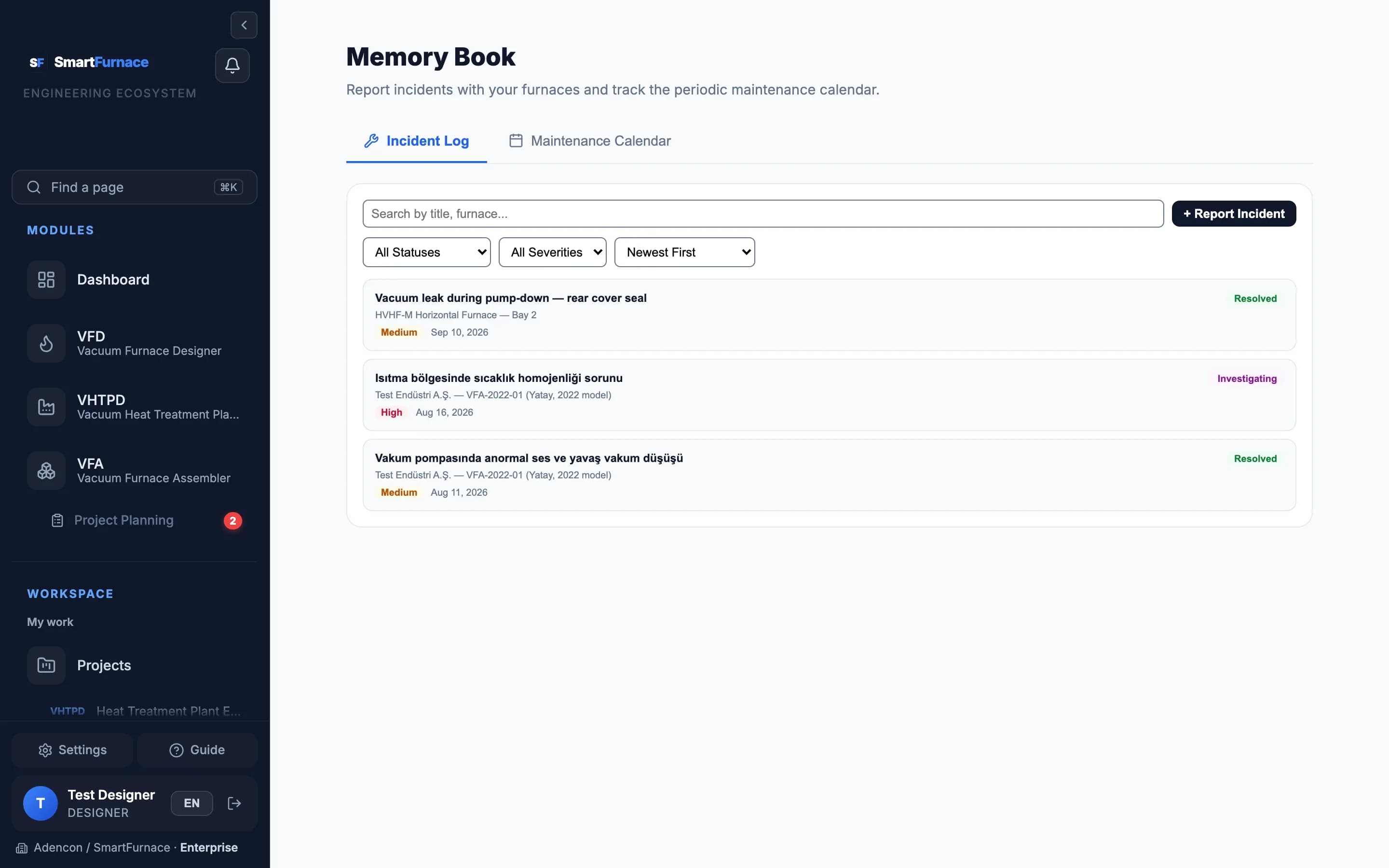Carnet de Bord — Journal des Incidents