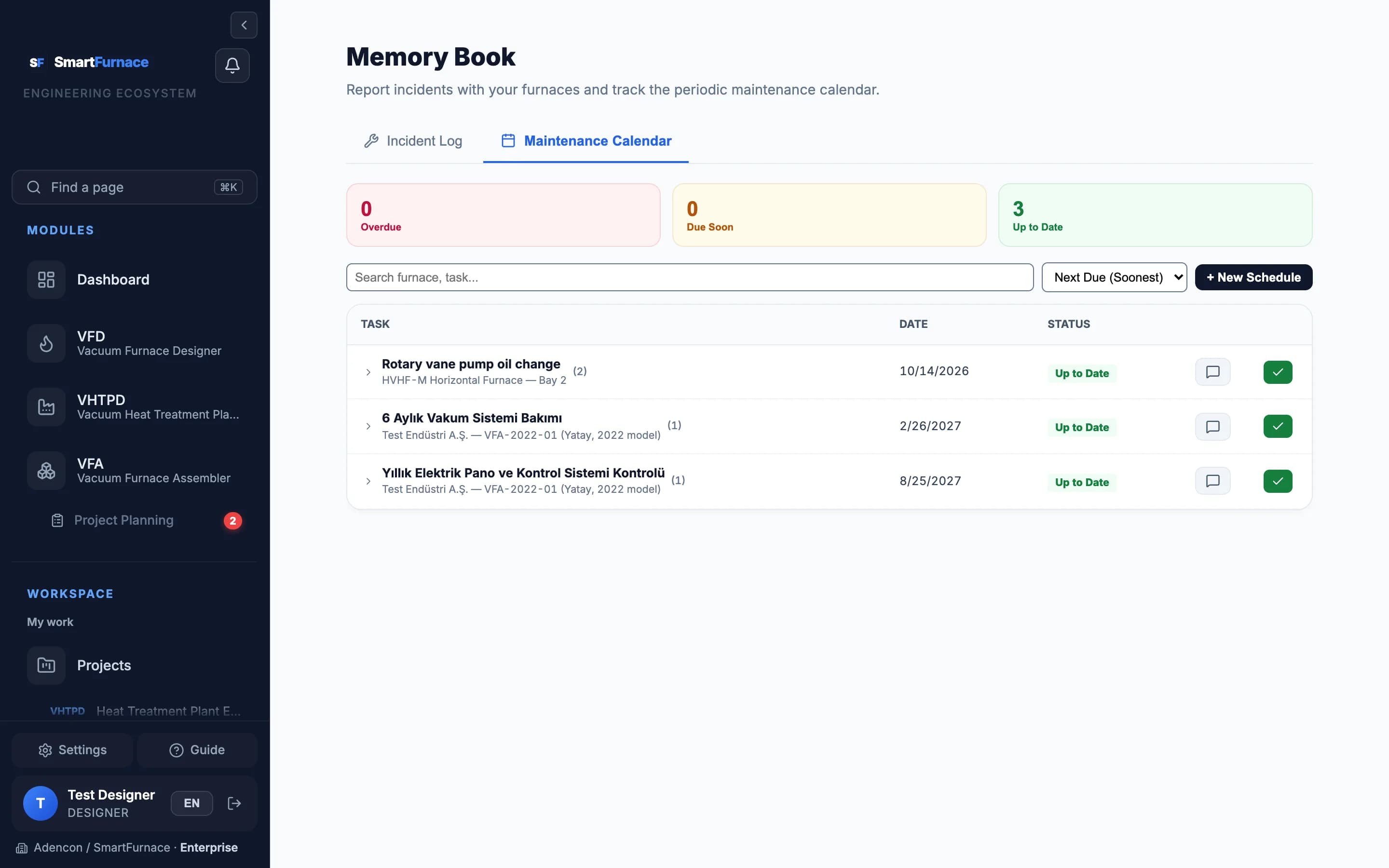 Carnet de Bord — Calendrier de Maintenance